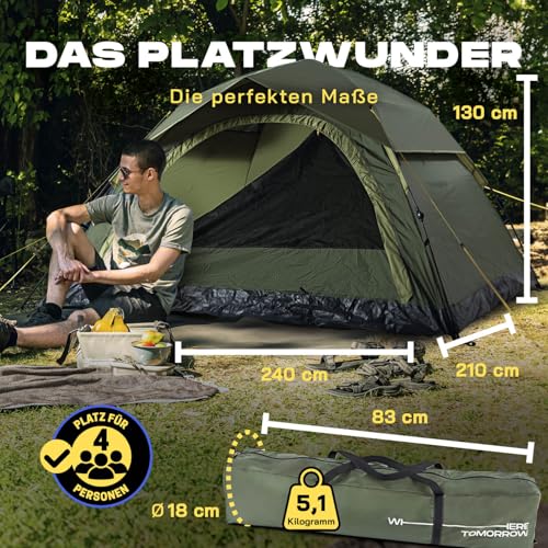Where Tomorrow Pop up Wurfzelt für 4 Personen | für Camping, Outdoor, Festival, Strand & Party | mit Sonnenschutz & Regenschutz… – Ansicht 2