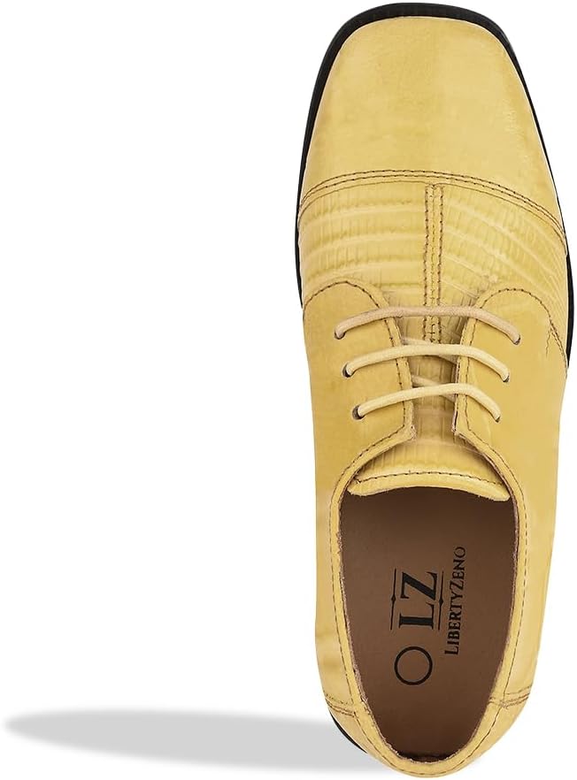 LIBERTYZENO Boys Animal Print Genuine Leather Kids Slip On & Lace Up Oxford Dress Shoes for Easter Gift