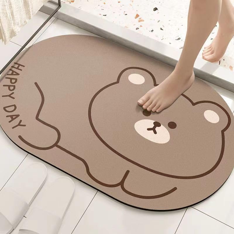 Tapis de bain ours super absorbant en diatomite antidérapant