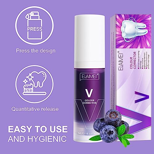 Purple Toothpaste For Teeth Whitening - V34 Purple Corrector Toothpaste, Color Corrector Purple Toothpaste, Tooth Stain Removal, Teeth Whitening Booster, Teeth Whitener (1Pc) #TOP5