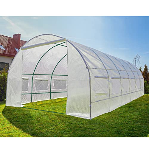 Invernaderos caseta Jardin Túnel Grande Exterior Jardín Túnel de polietileno de invernadero con marco de acero resistente, 2m / 3m / 4m / 5m / 6m de largo Invierno Planta de jardinería Growhouse Hot H