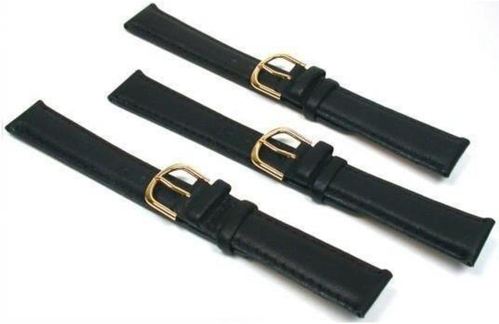 FindingKing 3 Watch Bands Padded Leather Calf Black 18mm Part