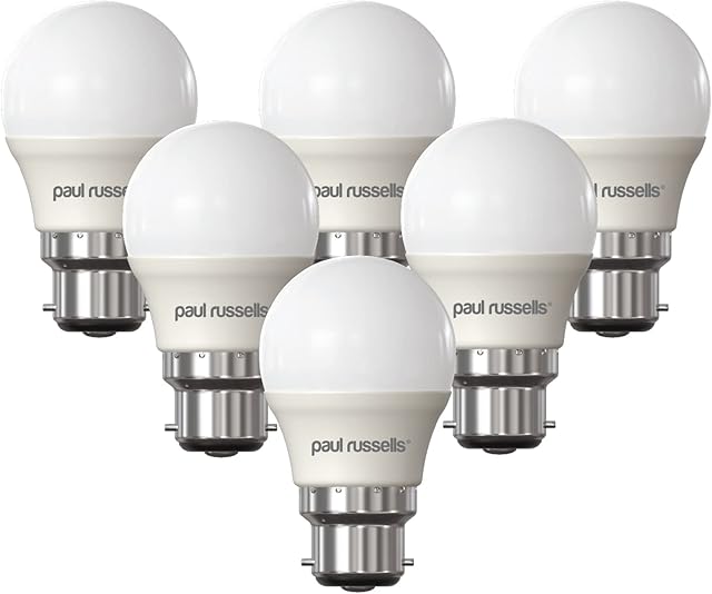 paul russells 6.5W LED Golf Ball Light Bayonet Cap B22D 60w Equivalent Bulb 806LM LED Bulbs 3000K Warm White Lamps Round Globe Frosted G45 BC Energy Saving Lightbulbs Pack of 6