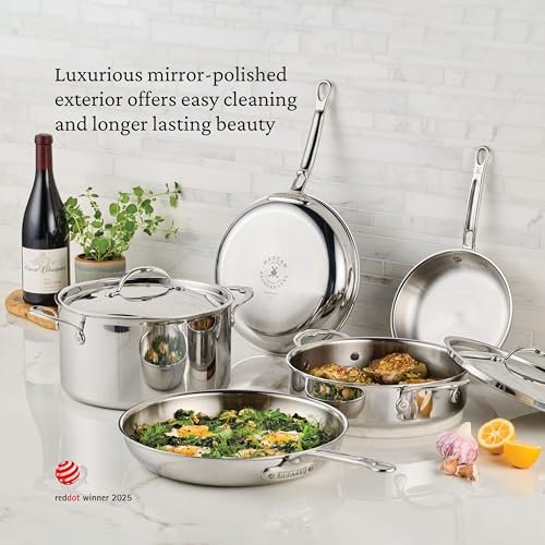 Image of Hestan ProBond Luxe Saucepan with Lid, 2 Quart Polished Tri-Ply Stainless Steel - Professional Clad Cookware, Induction Compatible, Oven Safe