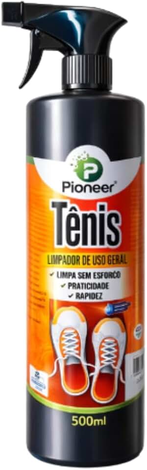 Limpa Tênis Spray 500ml Pioneer – Limpeza Rápida e Fácil, Remove Sujeira e Manchas, Uso Doméstico, Ideal para Tênis Branco, Todos os Materiais