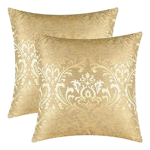 CaliTime Vintage Gold Cushion Covers Pack of 2 Cover