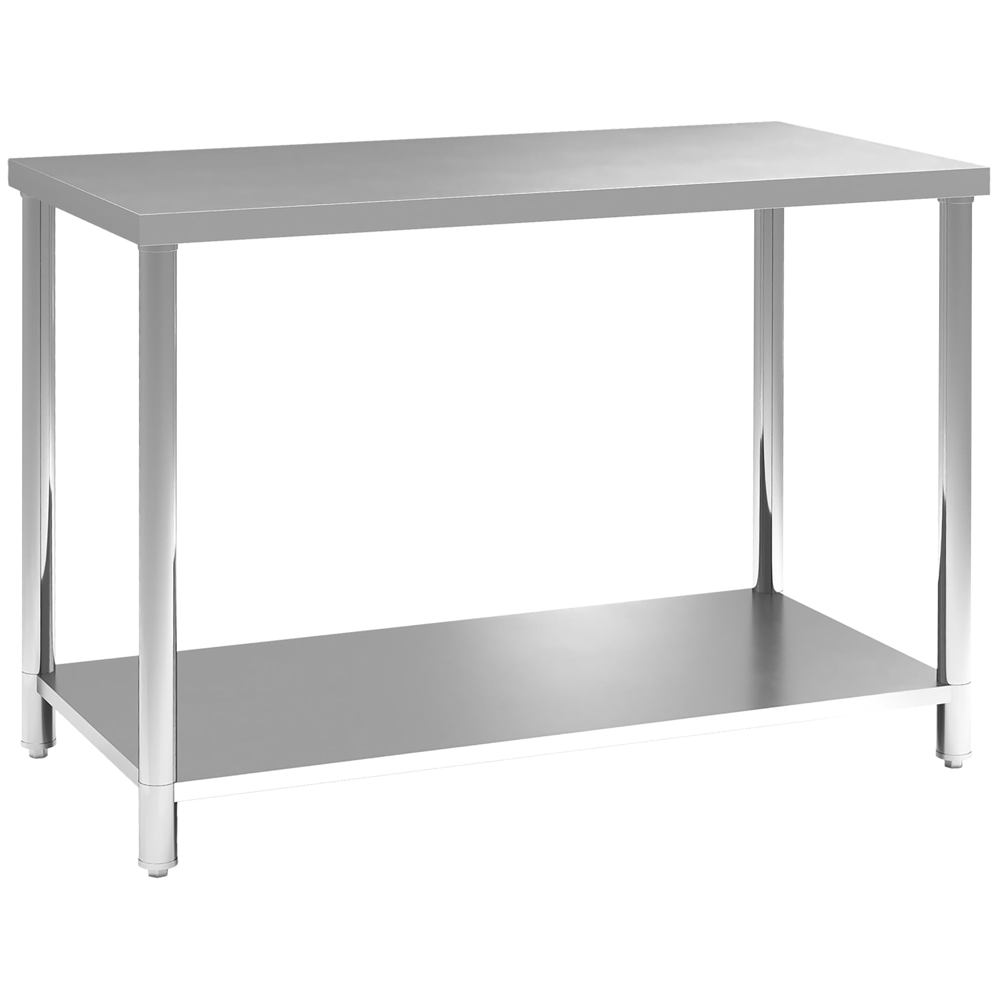 HOMCOM Mesa Preparación Acero Inoxidable 24x47x34 Pulgadas con Estante | Mesa de trabajo metálica, banco de trabajo, para hotel, cocina, garaje, patio trasero