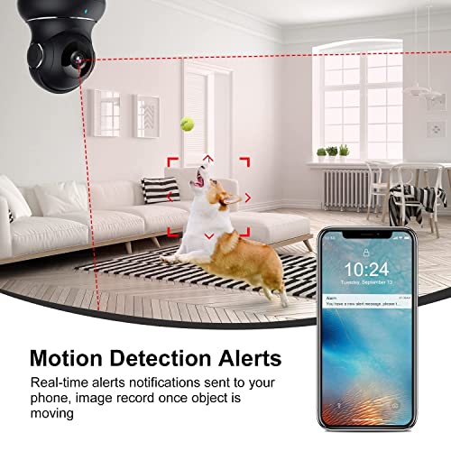 Image of Indoor Camera, 1080P Home Security Camera, Pet Camera with Phone App,Night Vision, Motion Detection, 2-Way Audio, 360 Degree WiFi Camera Wireless for Baby /Dog /Nanny, Work with Alexa(Black)