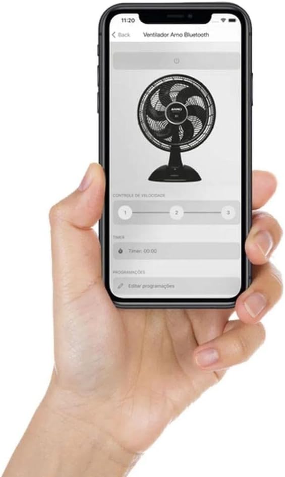 Ventilador Arno Ultra Silence Force Bluetooth® VDBT, 126W, Controle via App, 6 Pás, 3 Velocidades, Oscilação Horizontal, Inclinação Ajustável, Silencioso e Potente, 110V