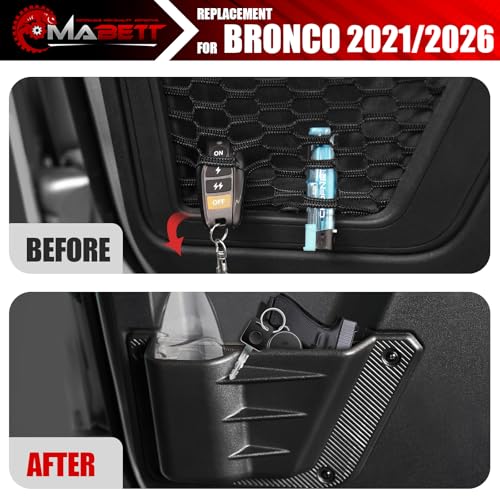 Mabett Rear Door Pocket for Ford Bronco Accessories 2026，2021-2025, Side Door Storage Box fit Bronco 4-Door, Drilling Required, Black by Mabett - Image 2