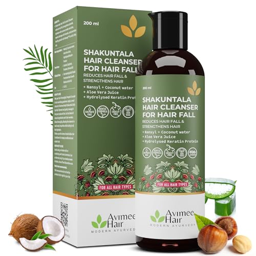 Avimee Herbal Shakuntala Hair Cleanser Shampoo For Hair Fall Control | With Keratin Protein & Nansyl | For Strong and Shiny Hair | Sulphate & Paraben Free For Men and Women | 200 mL