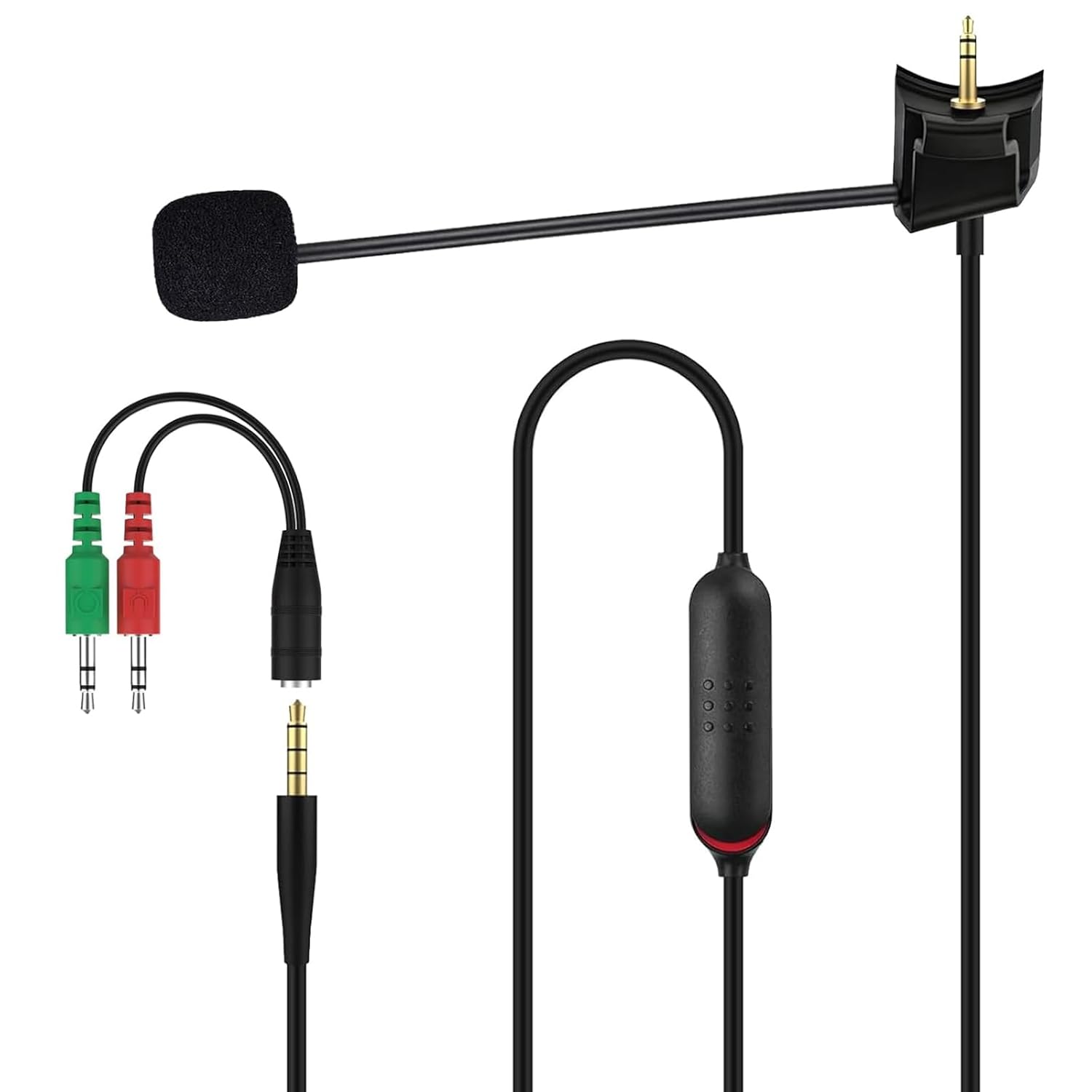 QC45 Boom Microphone Cable, Detachable QC45 Boom Mic Cable 2.5mm to 3.5mm with Inline Mute Switch, Only Compatible with Bose Quiet Comfort 45 Headphone for PC, Laptop, Xbox One, PS4, PS5 Controller