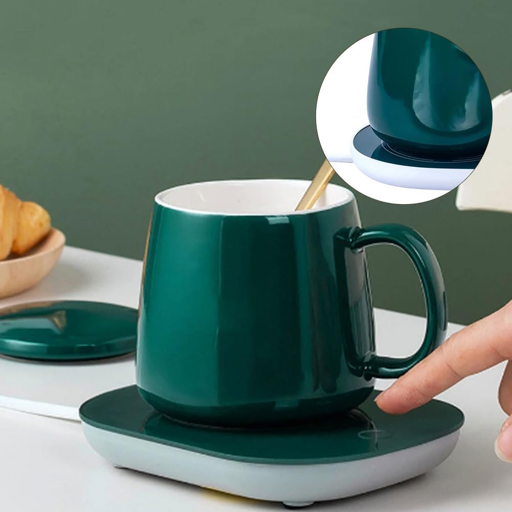 Scalda Tazza USB,Scalda Tazza,Scaldatazze da Caffè,Scaldatazze Bevande,Sottobicchiere Elettrico,Utilizzabili per Caffè,Latte,Tè,Acqua,Regalo di Natale,Ldeale per la Stagione Invernale (Verde)