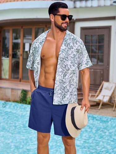 INCERUN Swimming Trunks for Men Board Shorts Swimwear Waterproof Beach Shorts Quick Dry Bathing Suit Swimsuit 2 in 1 Swim Trunks with Compression Liner and Zipper Pocket Dark Blue XX-Large — view 6