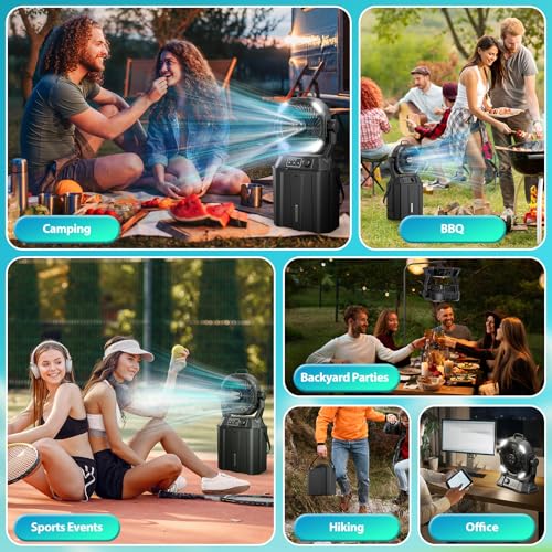 Brightpik Portable Misting Fan, 6L Outdoor Mister Fan for Outside Patios, 20000mAh Battery Powered Fan, Camping Fan with Stepless Speed Control, Cooling Mist, Timer Function, Rotate Hook(Black) by Brightpik - Image 8