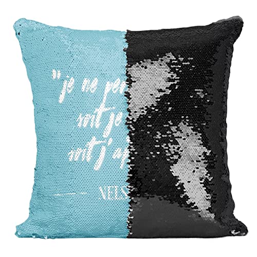 Coussin paillettes noir mandala décoratif et déhoussable pour la maison
