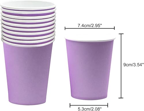 Miniatura 2 de Vasos de papel desechables, 60 vasos de papel de color para bricolaje, boda, Navidad, fiesta, picnic, barbacoa, viajes y eventos, 8 onzas (morado