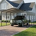 12x20FT Heavy Duty Metal Carport, Galvanized Steel Frame & Roof with Reinforced Base, All-Weather Outdoor Shelter for Vehicles, Boats and Outdoor Storage