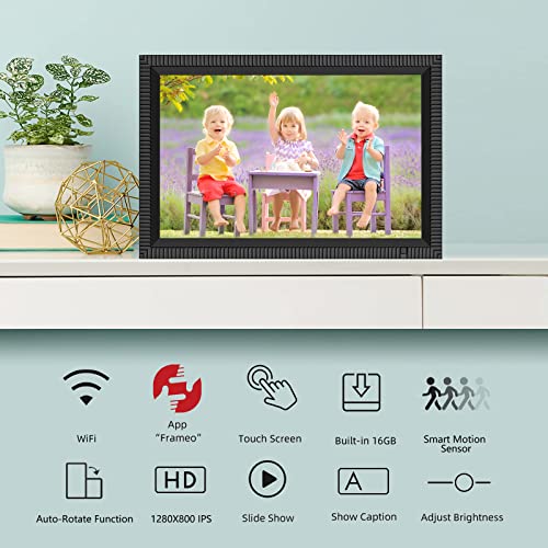 Frameo 10.1 Inch Wifi Digital Picture Frame 1280X800 Hd Smart Digital Photo Frame With Ips Touch Screen Internal 16G Storage Motion Sensor Auto-Rotation Share Photos And Video Instantly Via Frameo App #TOP2