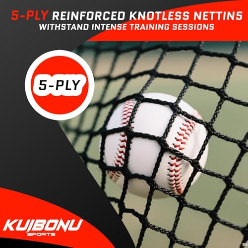 KuiBonu Baseball Batting Cage Net - Batting Cages for Backyard 22x12x8ft Portable Baseball and Softball Batting Cages, Zipper Door with Pitching Machine Hole for Backyard Batting Training by KuiBonu - Image 3