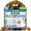 Taurine for Cats Vitamins Treats, 16 in 1 Cat Multivitamin 500 Crunchy & Krill Chews Support Immune, Joint, Digestion, Skin & Coat, Cat Vitamins Taurine Supplements for Daily Healthy (90-Day Supply)