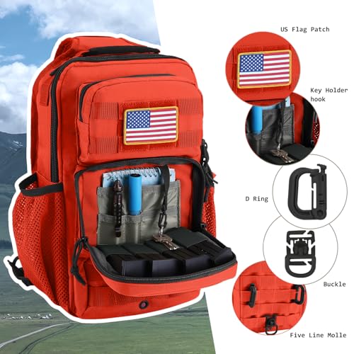 Image of Rover Sling Pack Tactical Shoulder Sling Bag Backpack with Bottle Holder Crossbody Chest Bag, Orange