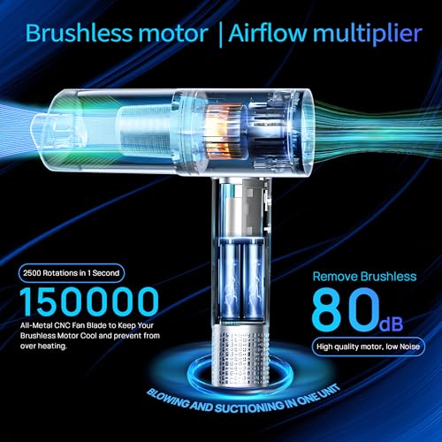 PocketDuster 2-in-1 Compressed Air Duster and Mini Vacuum Cleaner with 150000 High RPM - Powerful Brushless Motor for Desktop, Keyboards, Laptop, Dryer and Electronics by PocketDuster - Image 4