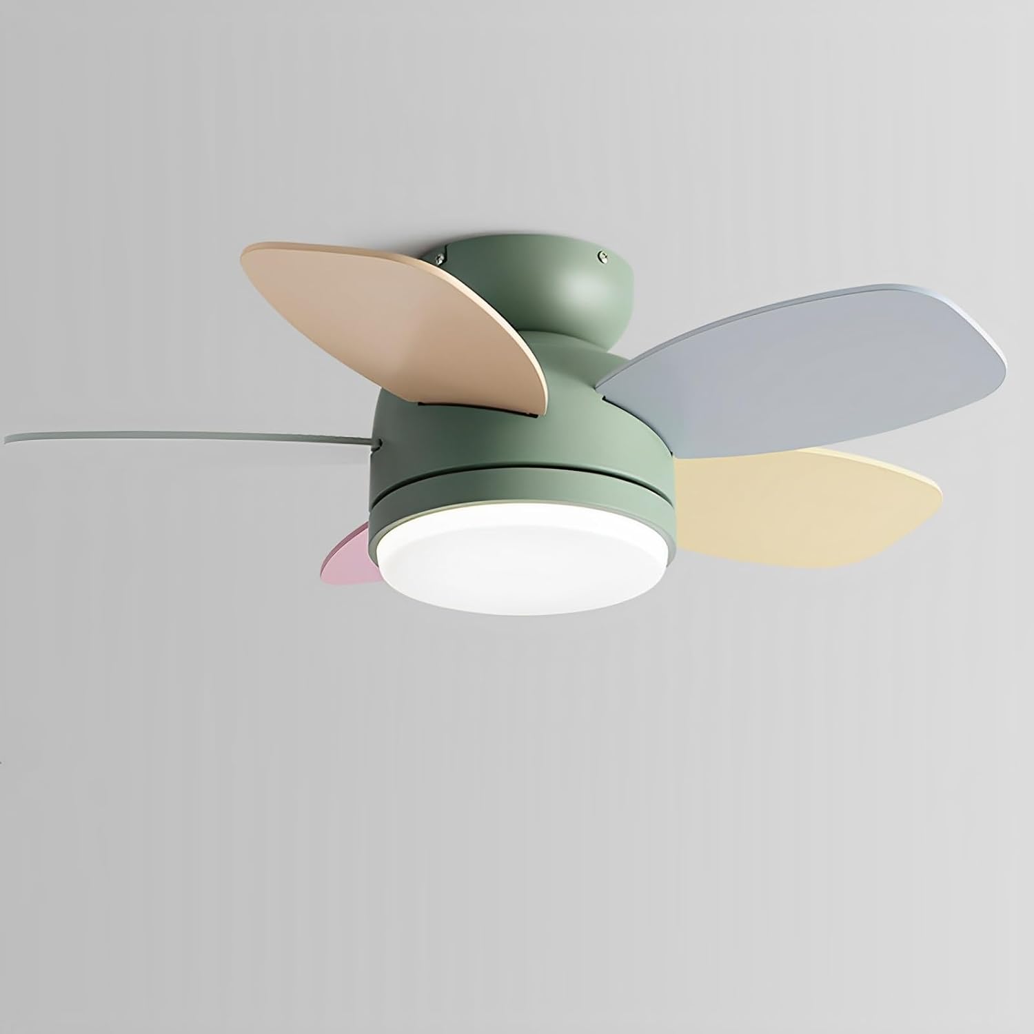 Nordic Indoor Ceiling Fans with Lights 6 Speed Quiet Ceiling Fan Colorful Blades Remote and Wall Switch Ceiling Fan with 48W LED Light for Bedroom Living Room
