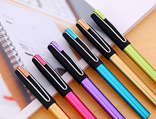 Hillento Yiren Fountain Pen Set, Student 6 Color Pen Set, Black Cap, Plastic(Golden, Blue, Green, Purple, Red, Orange) #TOP6