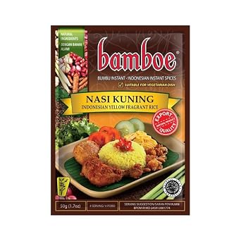 Bamboe Bumbu Nasi Kuning Indonesian Scented Rice Spice Mix, 50 Gram (Pack of 3)
