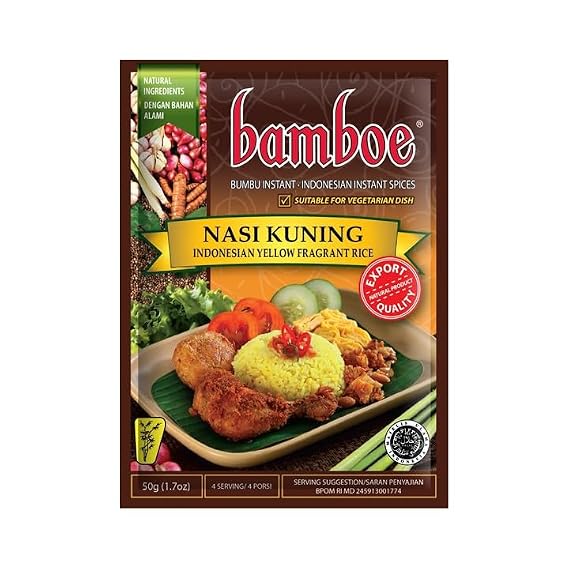 Bamboe Bumbu Nasi Kuning Indonesian Scented Rice Spice Mix, 50 Gram (Pack of 3)