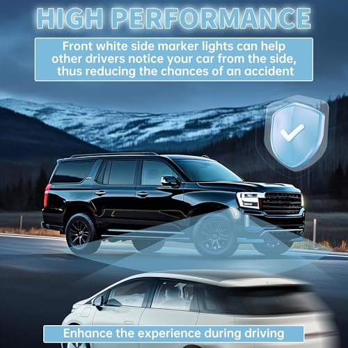HECASA 2PCS LED Side Marker Lights Compatible with 2021-2024 GMC Yukon/Yukon XL/Denali/Chevy Chevrolet Tahoe/Suburban/Cadillac Escalade/Escalade ESV Front Bumper Signal Lamps Clear Lens White LED by HECASA - Image 6