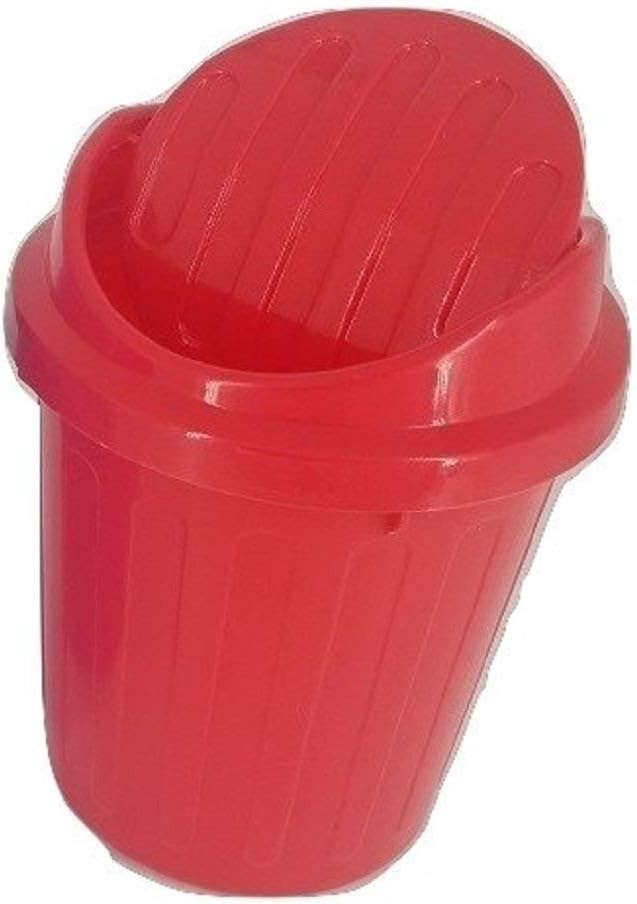 Desktop Mini Trash Can Rubbish Bin with Swing Lid (RED)
