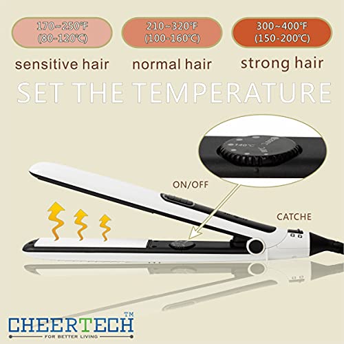 Hair Straightener - With Anti-Scald, Floating Ceramic Plates, 5 Heat Levels, Thermostat,Auto Off,Locking Function, 360 Swivel Cord Portable Hair Straightener For Home, Travel And Salon (White) #TOP2