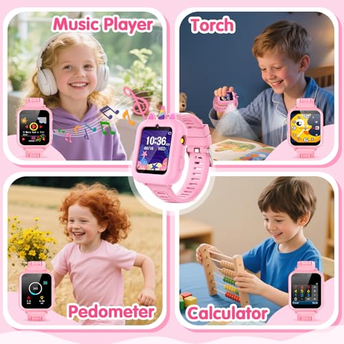 Smart Watch for Kids Girls Gift Age 3-12 with 39 Games Alarm Clock Camera Video Music Player Pedometer Flashlight 12/24 hr HD Touch Screen Kids Smart Watch Birthday Toys for Girls Ages 4 5 6 7 8 9 10