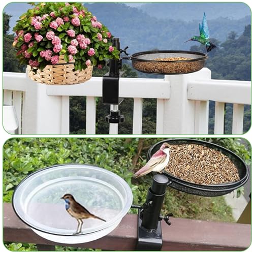 Mangeoire d'oiseaux rotative pour balcon à 2 couches en métal - 6
