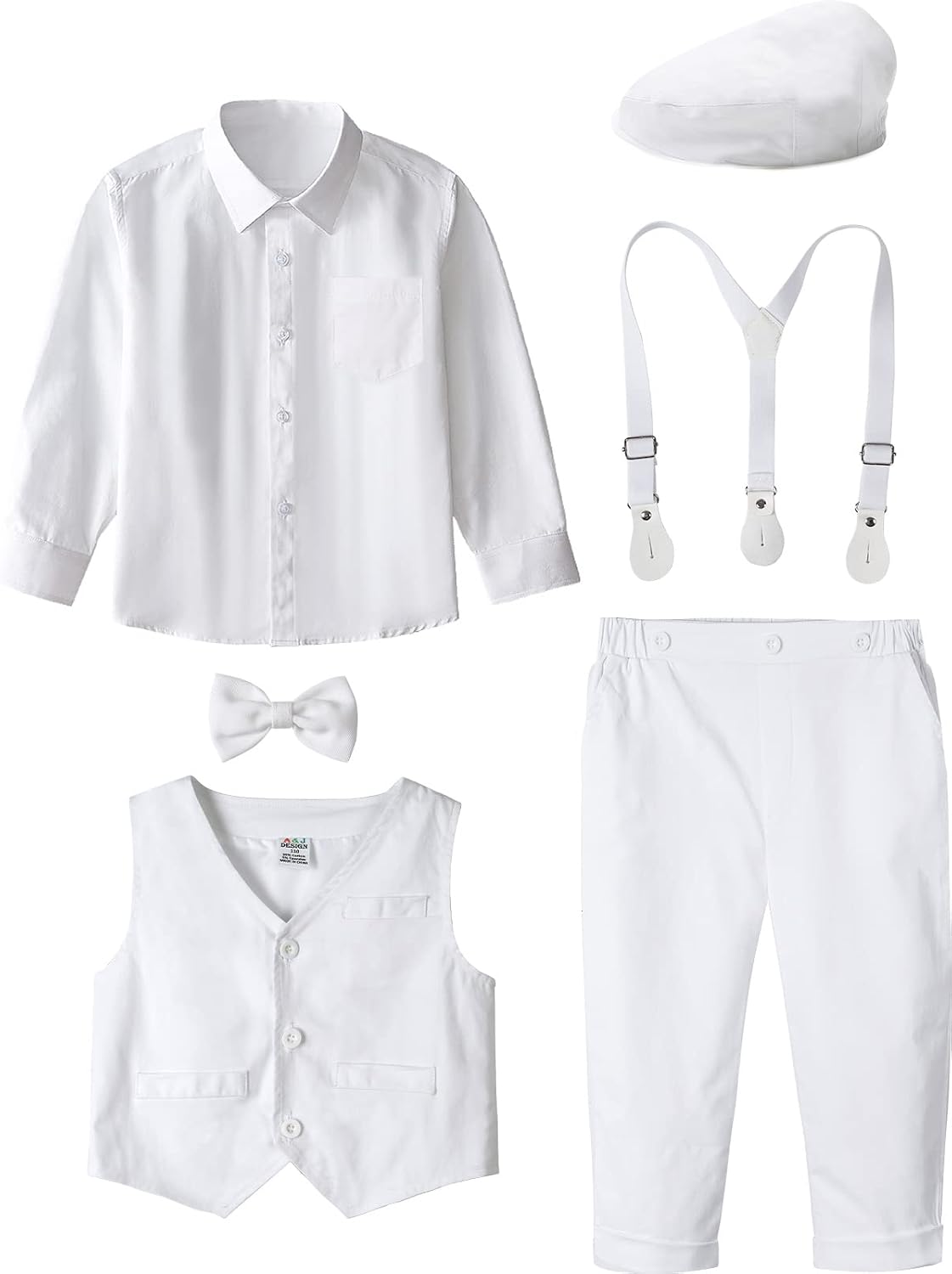 A&J DESIGN Baby Boys Formal Outfit Toddler Wedding Dress Clothes Kids Gentleman Suit Pants Set with Suspender