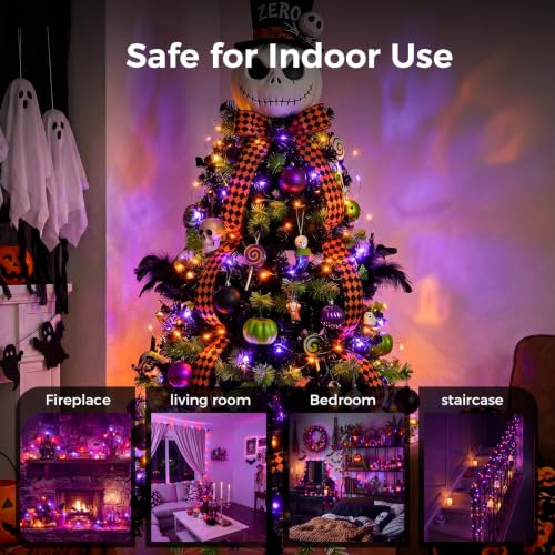 Brightown-Halloween-Fairy-Lights-Purple-Orange, 2Pack 16.4FT 50 LED Lights - image 3