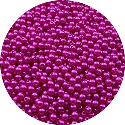 YUEXIGO 1000pcs Pearl Beads for Crafts 6mm Resin Pearl for Jewelry Making Round Bulk Pearls Beads with Hole for Sewing Crafts Decoration Necklaces Bracelets Earrings Making(Rose Red)