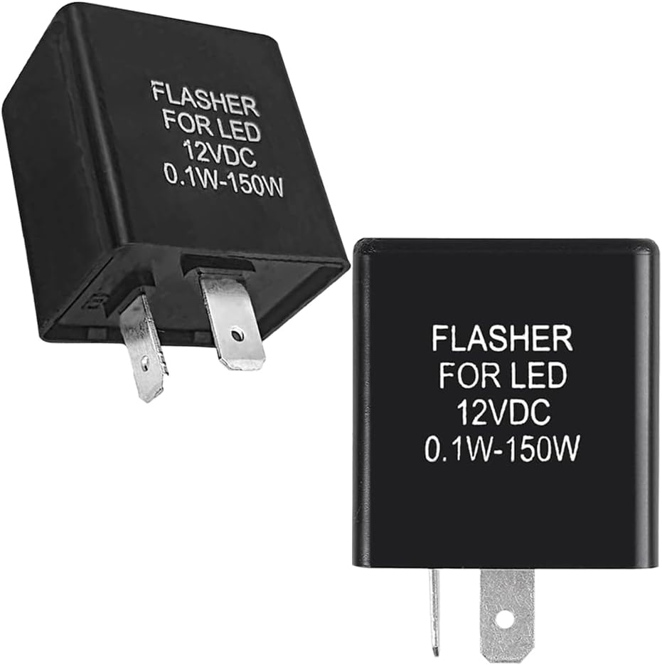 2-Pin 12V Silent Electronic Flasher Relay for LED Turn Signal Compatible with Motorcycle Scooter Bike Car SUV Fixes- Hyper Flash Fix，LED Lights Universal Direct Replacement(1PC)