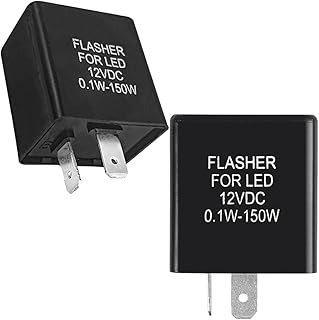 2-Pin 12V Silent Electronic Flasher Relay for LED Turn Signal Compatible with Motorcycle Scooter Bike Car SUV Fixes- Hyper Flash Fix，LED Lights Universal Direct Replacement(2PCS)