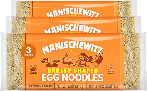 Manischewitz Barley Shaped Enriched Egg Noodles, 12 OZ (Pack of 3) Makes a Great Homestyle Farfel, No Preservatives, Low Sodium