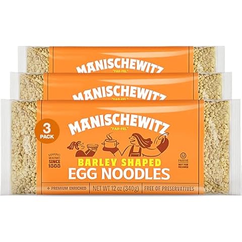 Manischewitz Barley Shaped Enriched Egg Noodles, 12 OZ (Pack of 3) Makes a Great Homestyle Farfel, No Preservatives, Low Sodium Cover