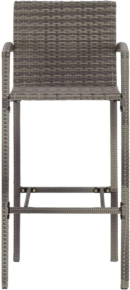 Acacia Wood Garden Bar Set, Small Footrest, Grey Solid Table, Chairs for Balcony, Outdoor Bistro Set, Patio Furniture