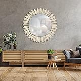 Espejo de Pared Fabricado en España – Mod Sol- Acabado Artesanal – Espejo de diseño Ideal para Salón, Recibidor, Vestidor, Dormitorio y Baño. (Blanco-Betún)