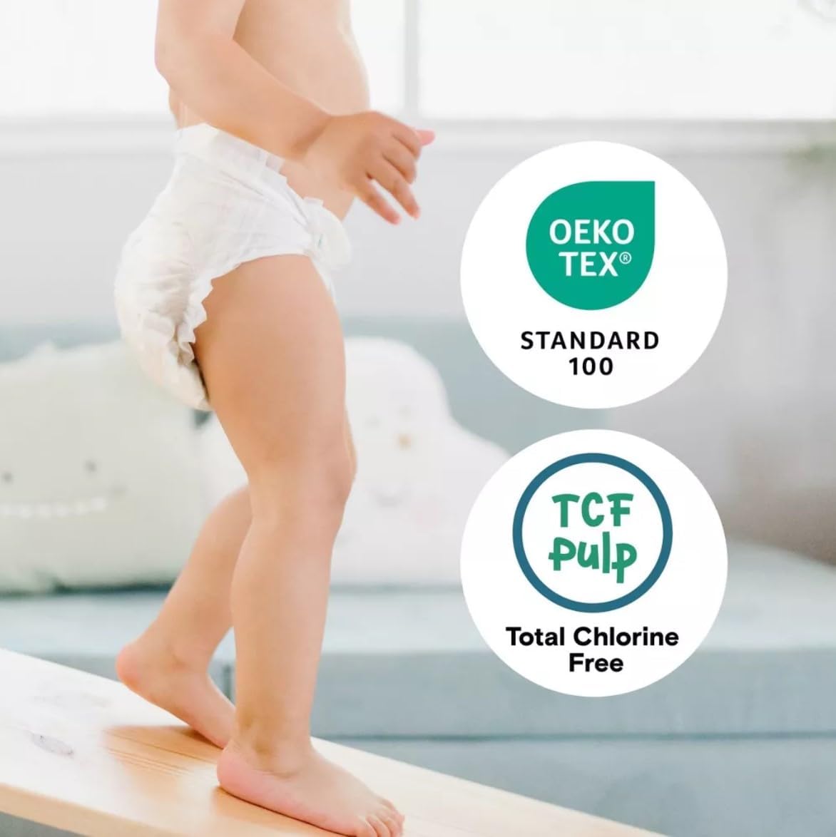 Kudos Chlorine Free Premium Diapers, 100% Cotton-Lined, Size 2, 66 Count, 10-14 lbs