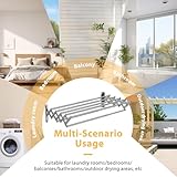 AKOZLIN Extendable Wall-mounted Clothes Drying Rack Stainless Steel Foldable and Retractable Towel Rack 42-80cm Large Capacity 7 Bars for Bathroom Balcony,Silver-Medium - Image 8