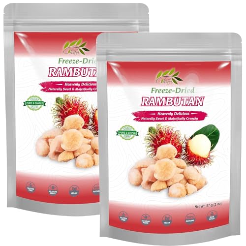 Image of CHAVI Freeze-Dried Rambutan | 4 oz | Pack of 2 x 2 oz | Healthy 1 Ingredient Superfood Supersnacks - Kids School Snacks - No Added Sugars or Preservatives - Non-GMO, Vegan, Gluten-Free