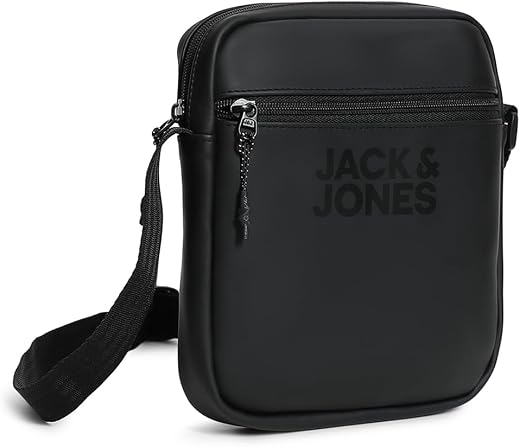 Jack & Jones Men's Polyurethane Black Logo Print Sling Bag