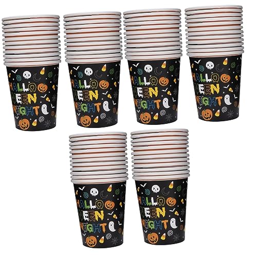 KALLORY 6 Conjuntos 48 Peças Caveira Para Tema Incluído Canecas De Onça De Papel De Halloween Padrão